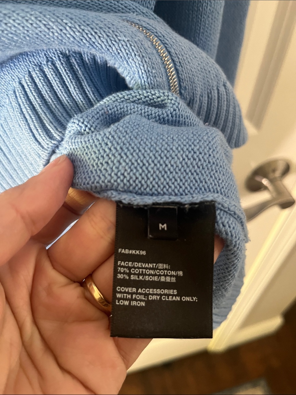 Lafayette 148 New York Women's Zip-Up Cardigan in SkyBlue Medium - Picture 6 of 6
